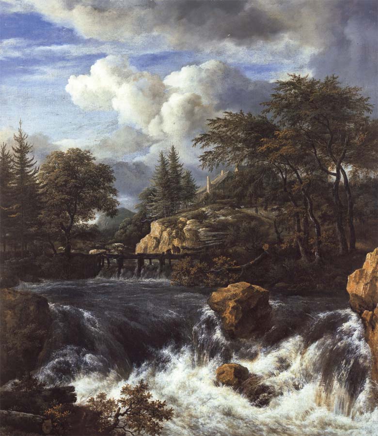 A Waterfall in a Rocky Landscape